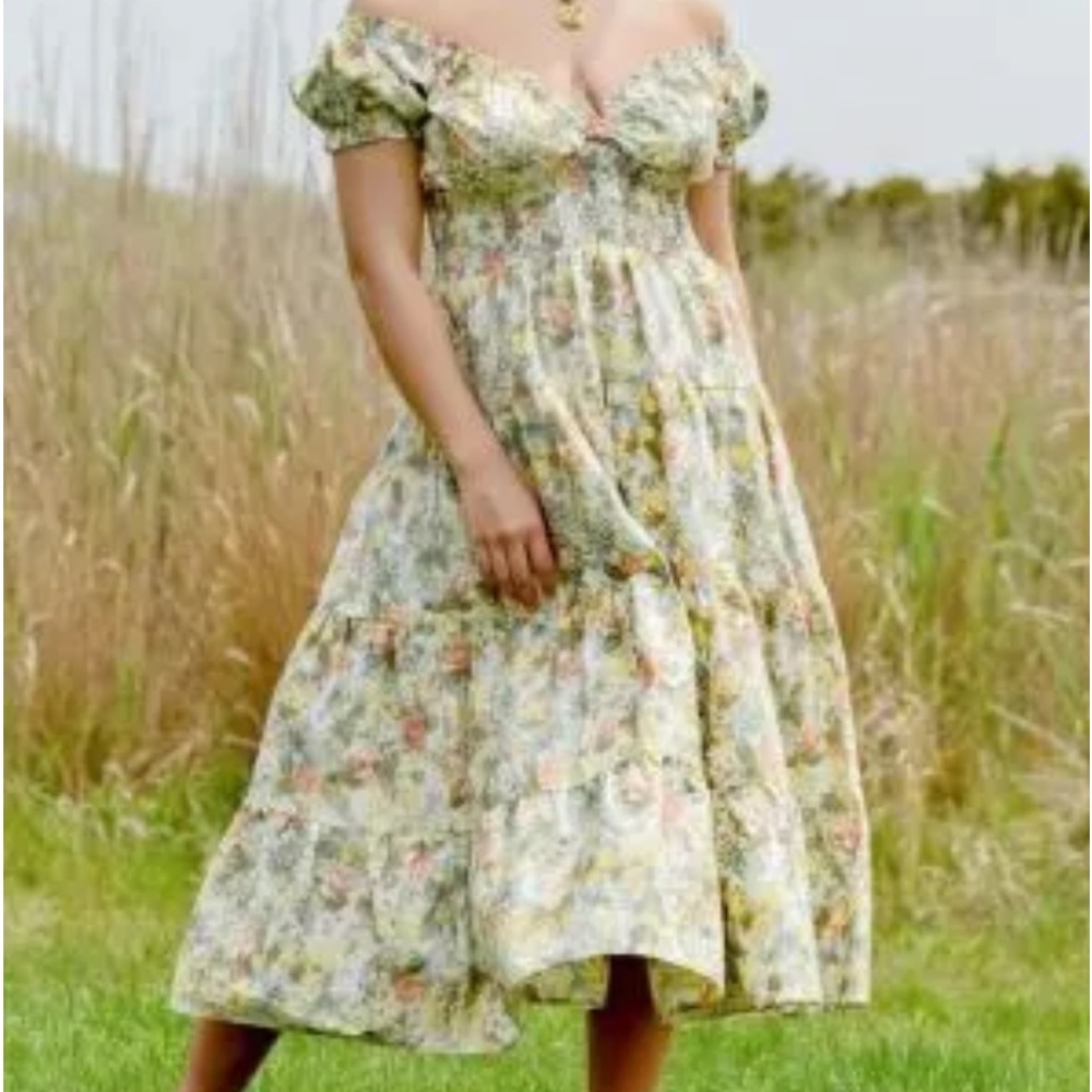 DANIELLE BERNSTEIN 1X Long FULL Floral SUMMER DRESS EMPIRE⚜️WAIST NWOT - Picture 1 of 16